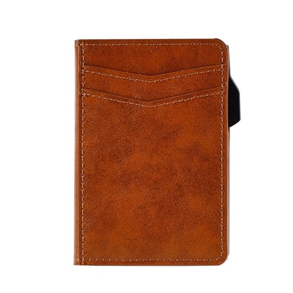 FY2402 RFID Anti-magnetic Crazy Horse Texture PU Card Bag (Brown) - Image 2
