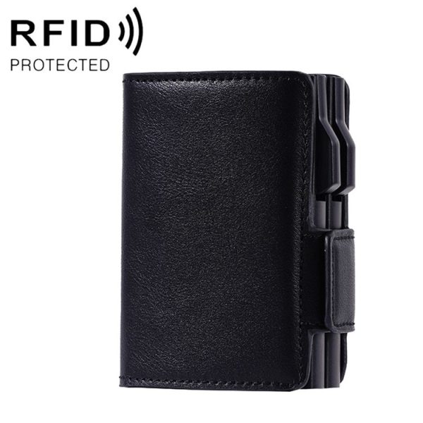 FY2403 RFID Anti-magnetic Crazy Horse Texture PU Dual Box Card Bag (Black)