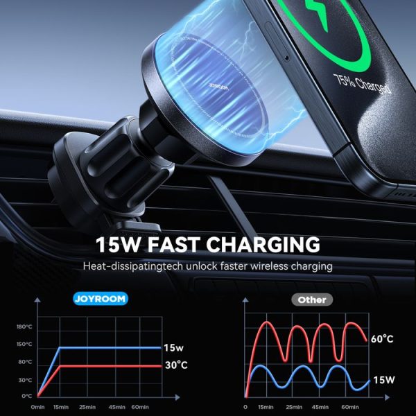 JOYROOM JR-ZS387 Cooling Fan Magnetic Car Wireless Charger Holder (Black) - Image 6