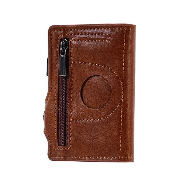 FY2404 RFID Anti-magnetic Double Ear Buckle PU Card Bag (Brown) - Image 2