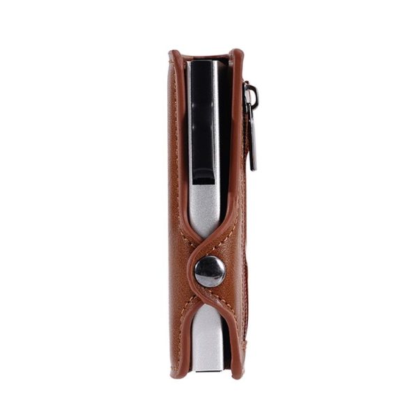 FY2404 RFID Anti-magnetic Double Ear Buckle PU Card Bag (Brown) - Image 3