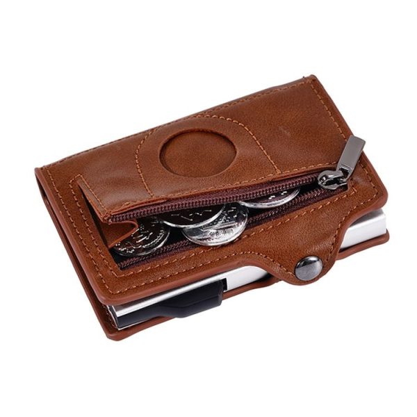 FY2404 RFID Anti-magnetic Double Ear Buckle PU Card Bag (Brown) - Image 5