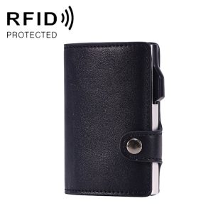 FY2405 RFID Anti-magnetic Crazy Horse Texture PU Card Bag (Black)