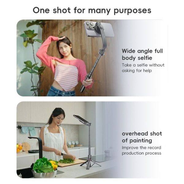 Yesido SF19 Magnetic Cell Phone Tripod Bluetooth Remote Control Selfie Stick (Black) - Image 3