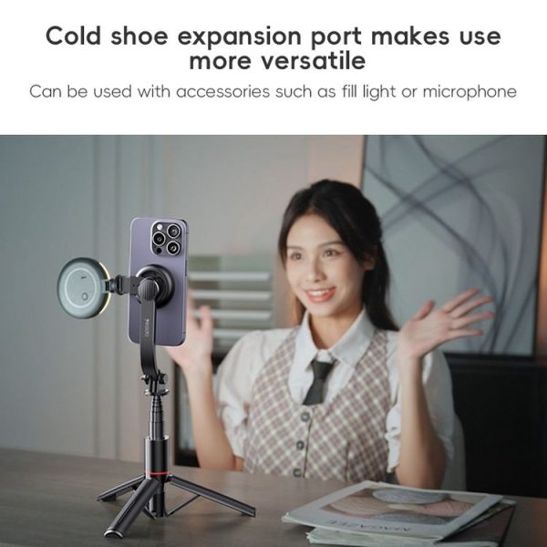 Yesido SF19 Magnetic Cell Phone Tripod Bluetooth Remote Control Selfie Stick (Black) - Image 6