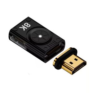 8K 60Hz HDTV to HDTV Side Bend Magnetic Converter (Black Right Bend)