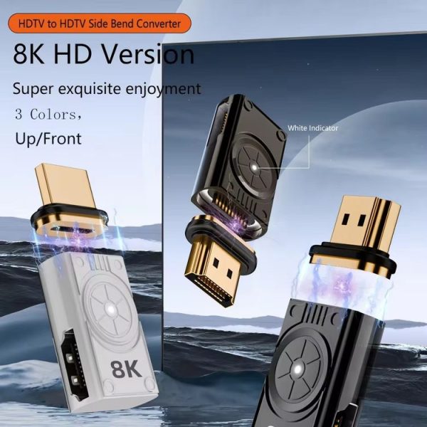 8K 60Hz HDTV to HDTV Side Bend Magnetic Converter (Black Right Bend) - Image 3