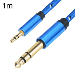 3662-3662BK 3.5mm Male to 6.35mm Male Stereo Amplifier Audio Cable, Length: 1m (Blue)