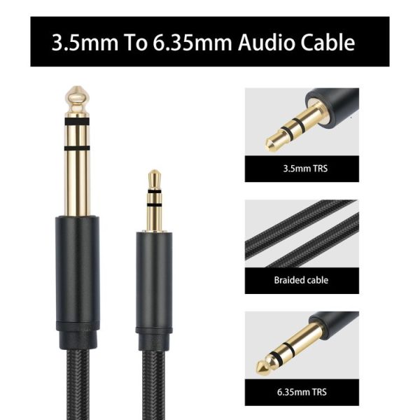 3662-3662BK 3.5mm Male to 6.35mm Male Stereo Amplifier Audio Cable, Length: 2m (Black) - Image 4