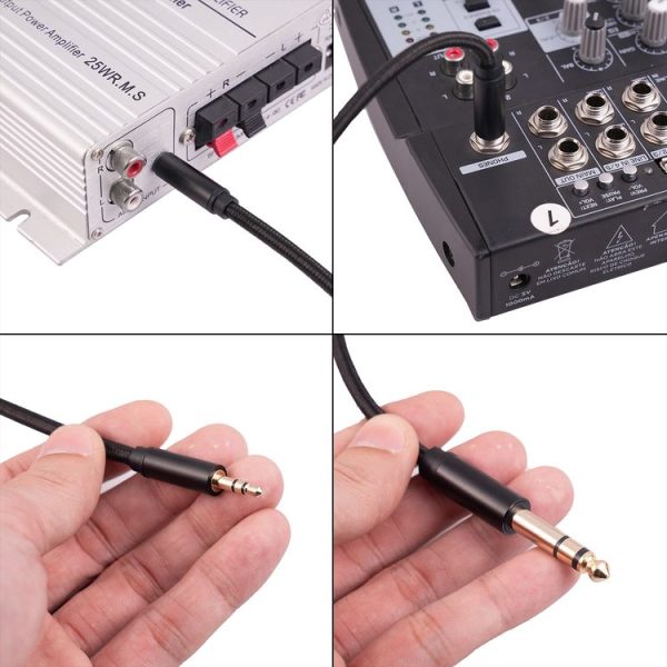 3662-3662BK 3.5mm Male to 6.35mm Male Stereo Amplifier Audio Cable, Length: 2m (Black) - Image 6
