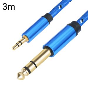 3662-3662BK 3.5mm Male to 6.35mm Male Stereo Amplifier Audio Cable, Length: 3m (Blue)