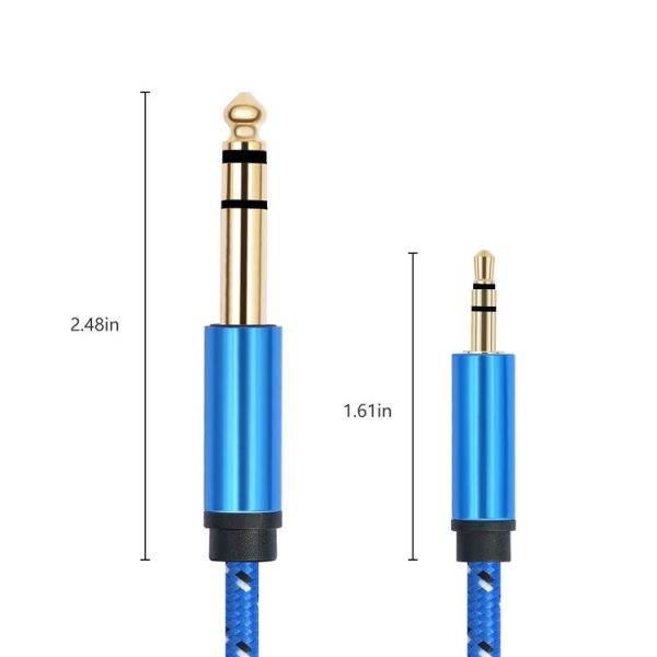 3662-3662BK 3.5mm Male to 6.35mm Male Stereo Amplifier Audio Cable, Length: 3m (Blue) - Image 3