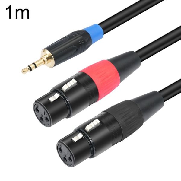 TC195BUXK107RE 3.5mm Male to Dual XLR 3pin Female Audio Cable, Length: 1m (Black)