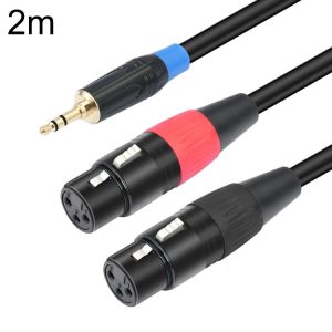 TC195BUXK107RE 3.5mm Male to Dual XLR 3pin Female Audio Cable, Length: 2m (Black)
