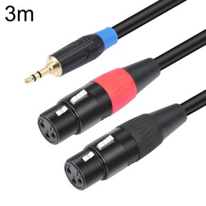 TC195BUXK107RE 3.5mm Male to Dual XLR 3pin Female Audio Cable, Length: 3m (Black)