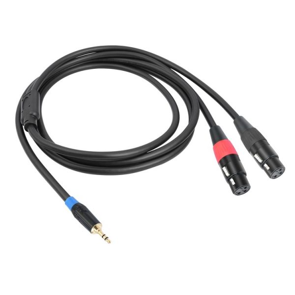 TC195BUXK107RE 3.5mm Male to Dual XLR 3pin Female Audio Cable, Length: 3m (Black) - Image 2