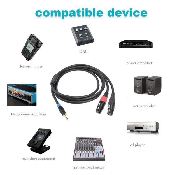 TC195BUXK107RE 3.5mm Male to Dual XLR 3pin Female Audio Cable, Length: 3m (Black) - Image 6