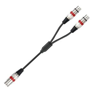 2055YMFF-05 XLR 3pin Male to Dual Female Audio Cable, Length: 50cm (Black+Red)