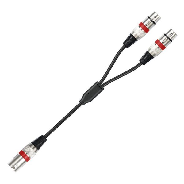 2055YMFF-05 XLR 3pin Male to Dual Female Audio Cable, Length: 50cm (Black+Red)