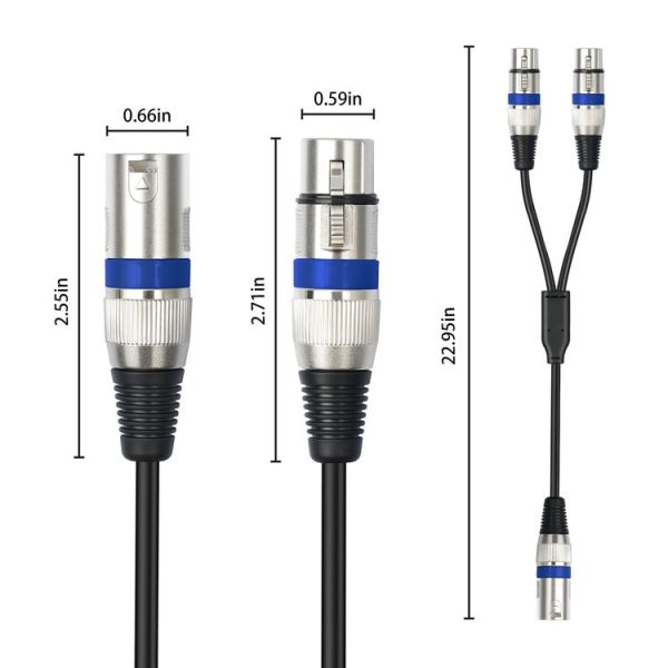 2055YMFF-05 XLR 3pin Male to Dual Female Audio Cable, Length: 50cm (Black+Red) - Image 3
