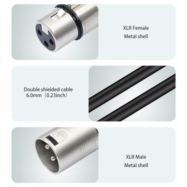 2055YMFF-05 XLR 3pin Male to Dual Female Audio Cable, Length: 50cm (Black+Red) - Image 6