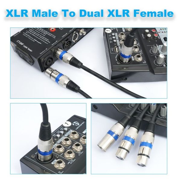 2055YMFF-05 XLR 3pin Male to Dual Female Audio Cable, Length: 50cm (Black+Red) - Image 7