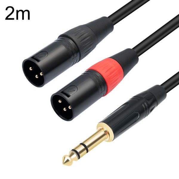 TC145YXK108RE-10 6.35mm 1 / 4 TRS Male to Dual XLR Male Audio Cable, Length: 2m (Black)