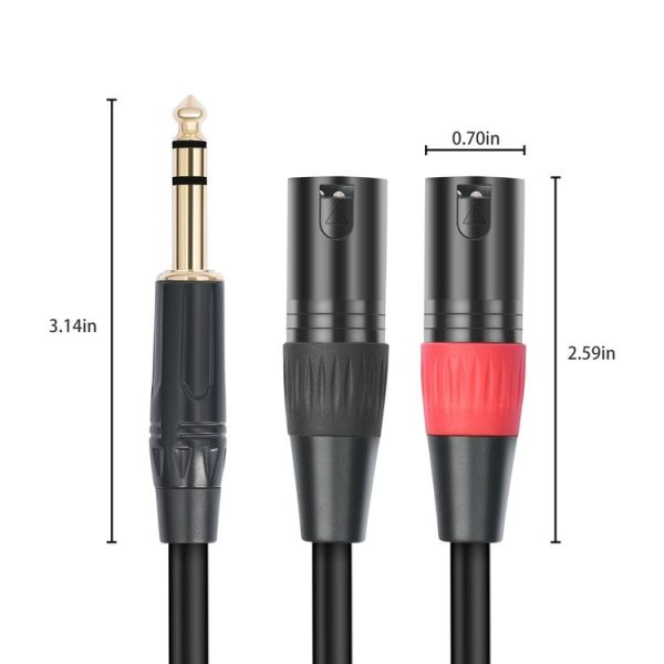 TC145YXK108RE-10 6.35mm 1 / 4 TRS Male to Dual XLR Male Audio Cable, Length: 2m (Black) - Image 3