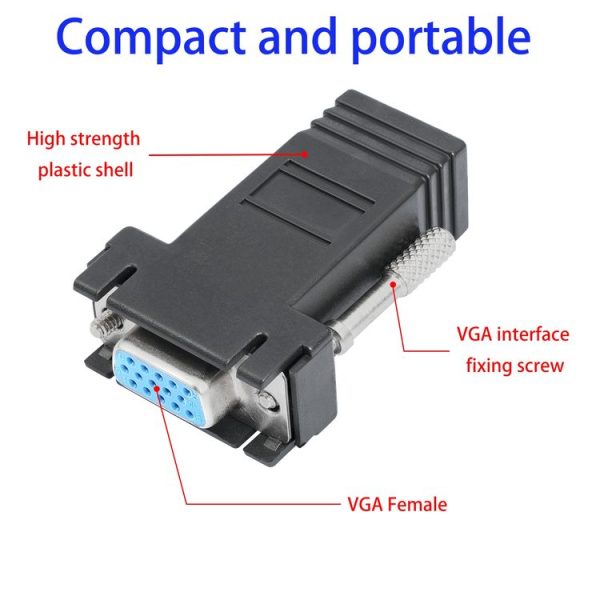 DB15 VGA Female to RJ45 8P Female Adapter (Black) - Image 5