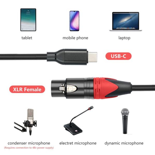 TY03RE Type-C Male to XLR Female Audio Cable for Dynamic Microphone, Length: 3m (Black) - Image 4