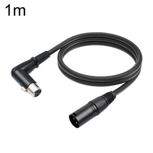 XK041L XLR 3pin Straight Male to Elbow Female Audio Cable, Length: 1m (Black)
