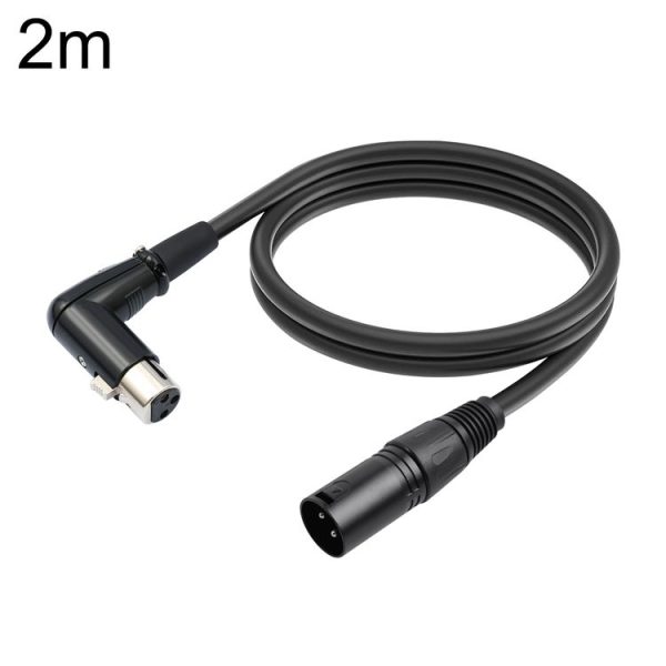 XK041L XLR 3pin Straight Male to Elbow Female Audio Cable, Length: 2m (Black)