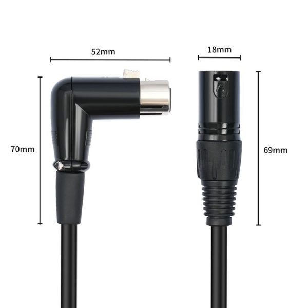 XK041L XLR 3pin Straight Male to Elbow Female Audio Cable, Length: 2m (Black) - Image 3