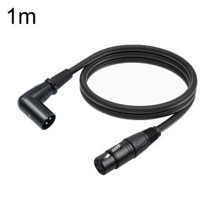 XK042L XLR 3pin Straight Female to Elbow Male Audio Cable, Length: 1m (Black)