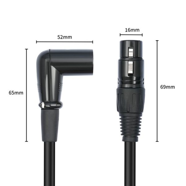 XK042L XLR 3pin Straight Female to Elbow Male Audio Cable, Length: 2m (Black) - Image 3