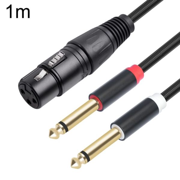 2020Y63 XLR Female to Dual 6.35mm 1 / 4 TRS Male Y-type Audio Cable, Length: 1m (Black)