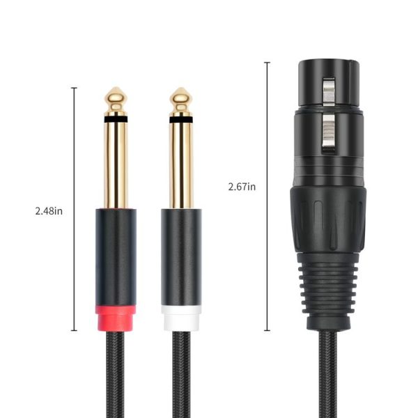 2020Y63 XLR Female to Dual 6.35mm 1 / 4 TRS Male Y-type Audio Cable, Length: 2m (Black) - Image 3