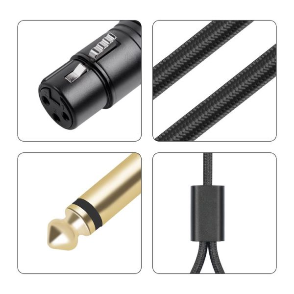 2020Y63 XLR Female to Dual 6.35mm 1 / 4 TRS Male Y-type Audio Cable, Length: 2m (Black) - Image 4