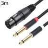 2020Y63 XLR Female to Dual 6.35mm 1 / 4 TRS Male Y-type Audio Cable, Length: 3m (Black)