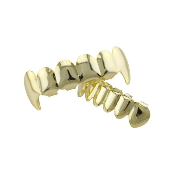 Real Gold Electroplating Halloween Decoration Denture And Tusk Suit COS Props (Gold) - Image 2