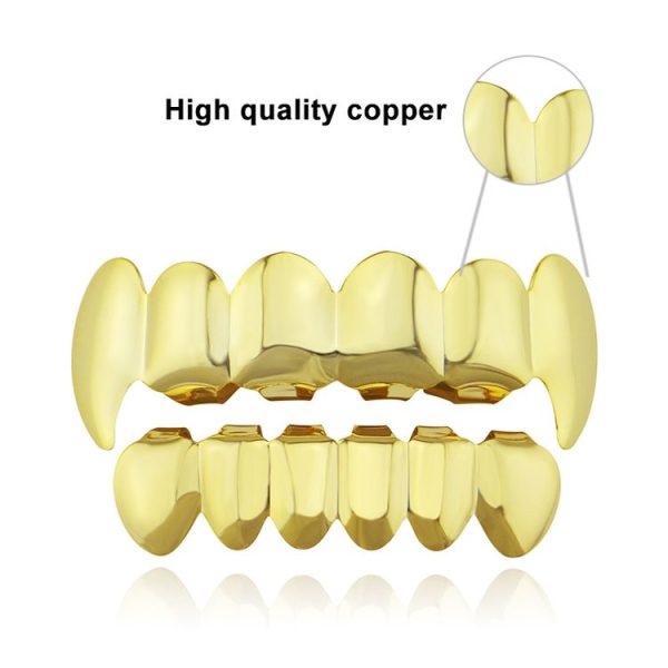 Real Gold Electroplating Halloween Decoration Denture And Tusk Suit COS Props (Gold) - Image 4