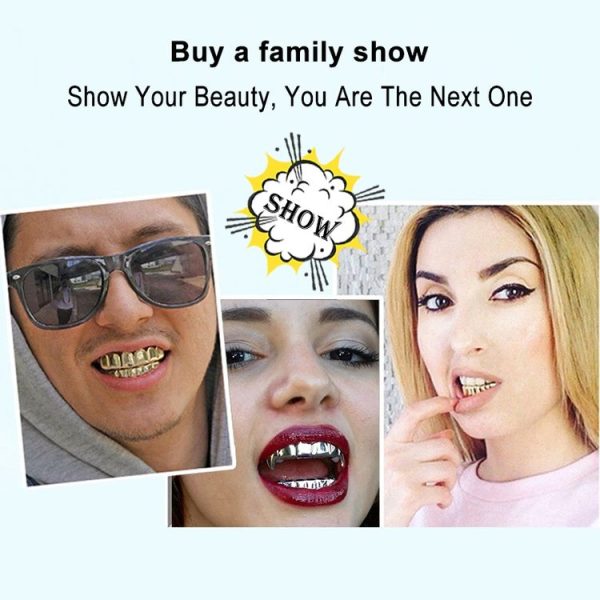 Real Gold Electroplating Halloween Decoration Denture And Tusk Suit COS Props (Gold) - Image 7