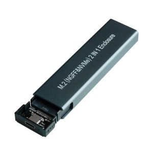 Aluminium Alloy M.2 NDFF&NVMe 2-in-1 External Hard Drive Enclosure (Dark Grey)