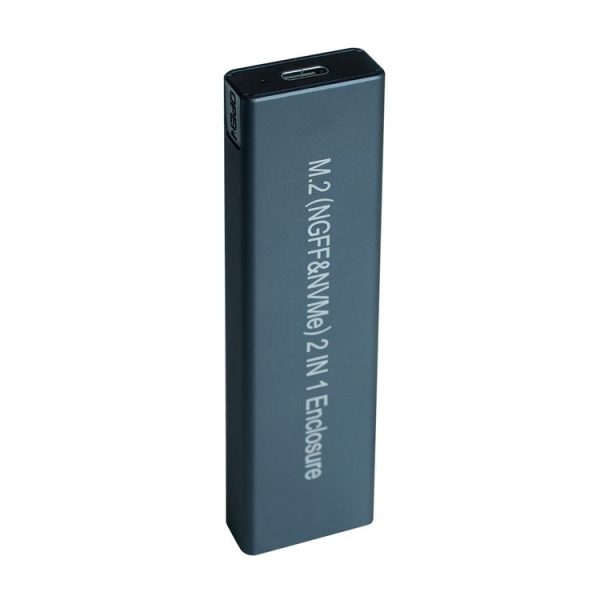 Aluminium Alloy M.2 NDFF&NVMe 2-in-1 External Hard Drive Enclosure (Dark Grey) - Image 2