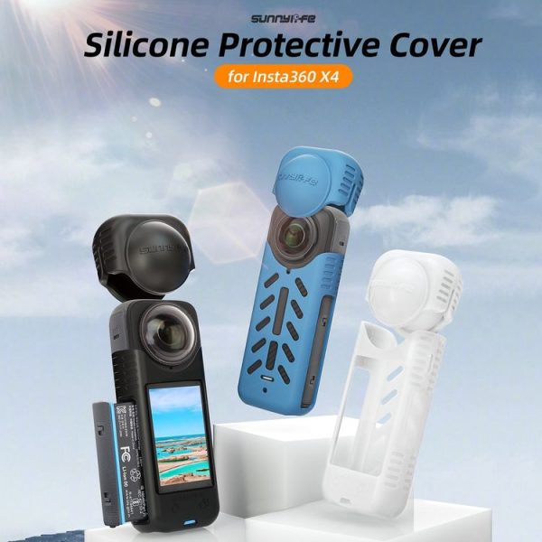 Insta360 X4 Sunnylife Silicone Shockproof Case Lens Cover (Black) - Image 2