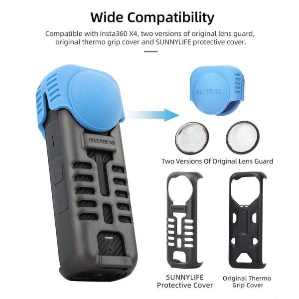 Insta360 X4 Sunnylife Silicone Shockproof Case Lens Cover (Black) - Image 5