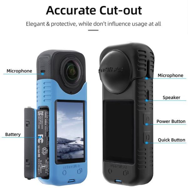 Insta360 X4 Sunnylife Silicone Shockproof Case Lens Cover (Black) - Image 7