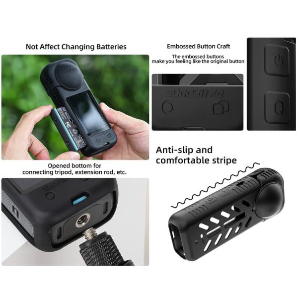 Insta360 X4 Sunnylife Silicone Shockproof Case Lens Cover (Black) - Image 8