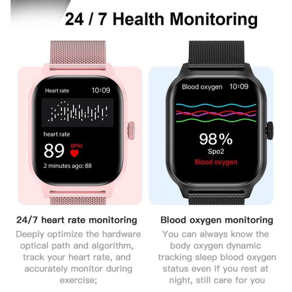 LEMFO LT10 2.01 inch TFT Screen Smart Watch Supports Bluetooth Call / Health Monitoring, Steel Strap (Black) - Image 8