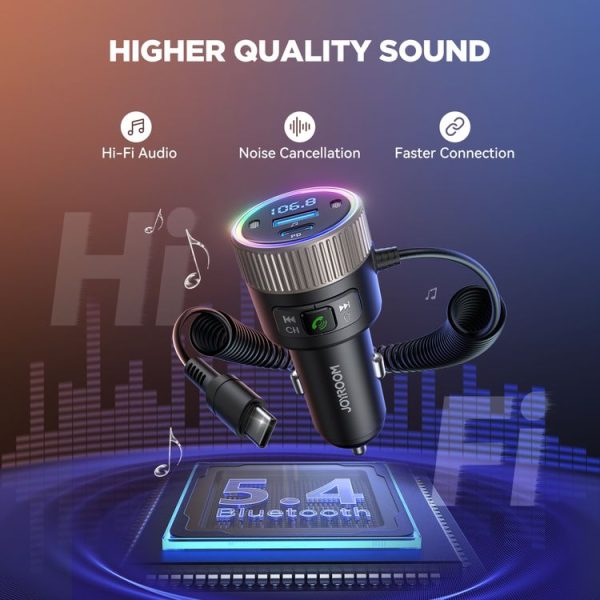 JOYROOM JR-CCB02 Car Bluetooth 5.4 Wireless Transmitter MP3 Player (Black) - Image 2